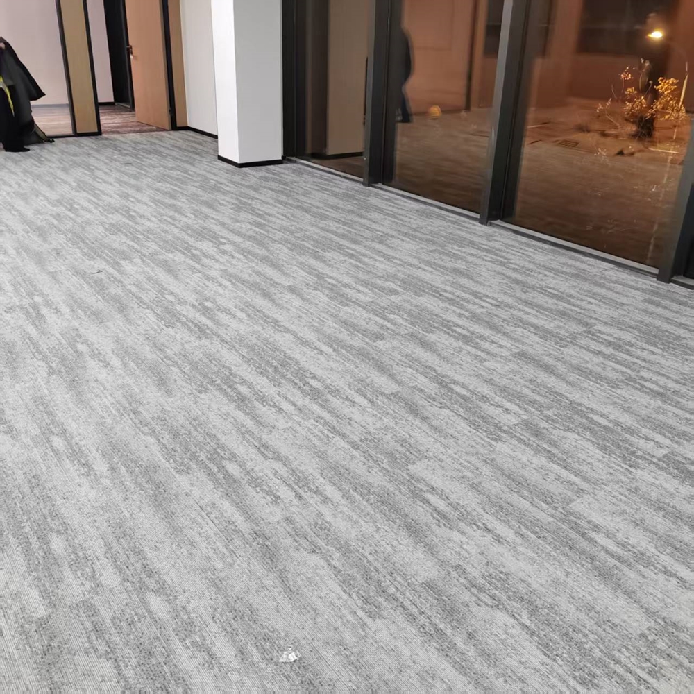 Open-plan office installation of Mohawk Shared Path-924 carpet tiles